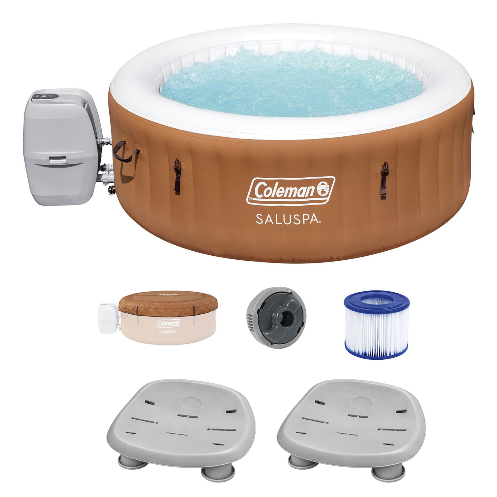 Bestway Coleman Miami Airjet Inflatable Hot Tub with 2 Pack Saluspa Spa Seat