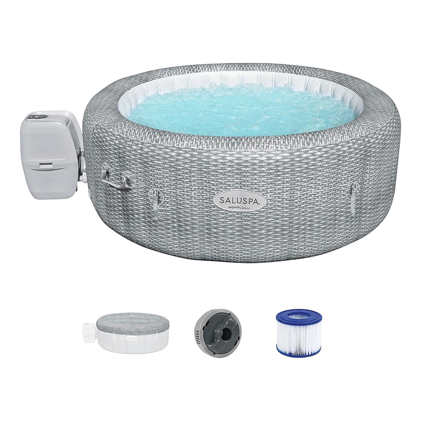 Bestway Saluspa Honolulu Airjet Inflatable Hot Tub with 140 Soothing Jets, Gray