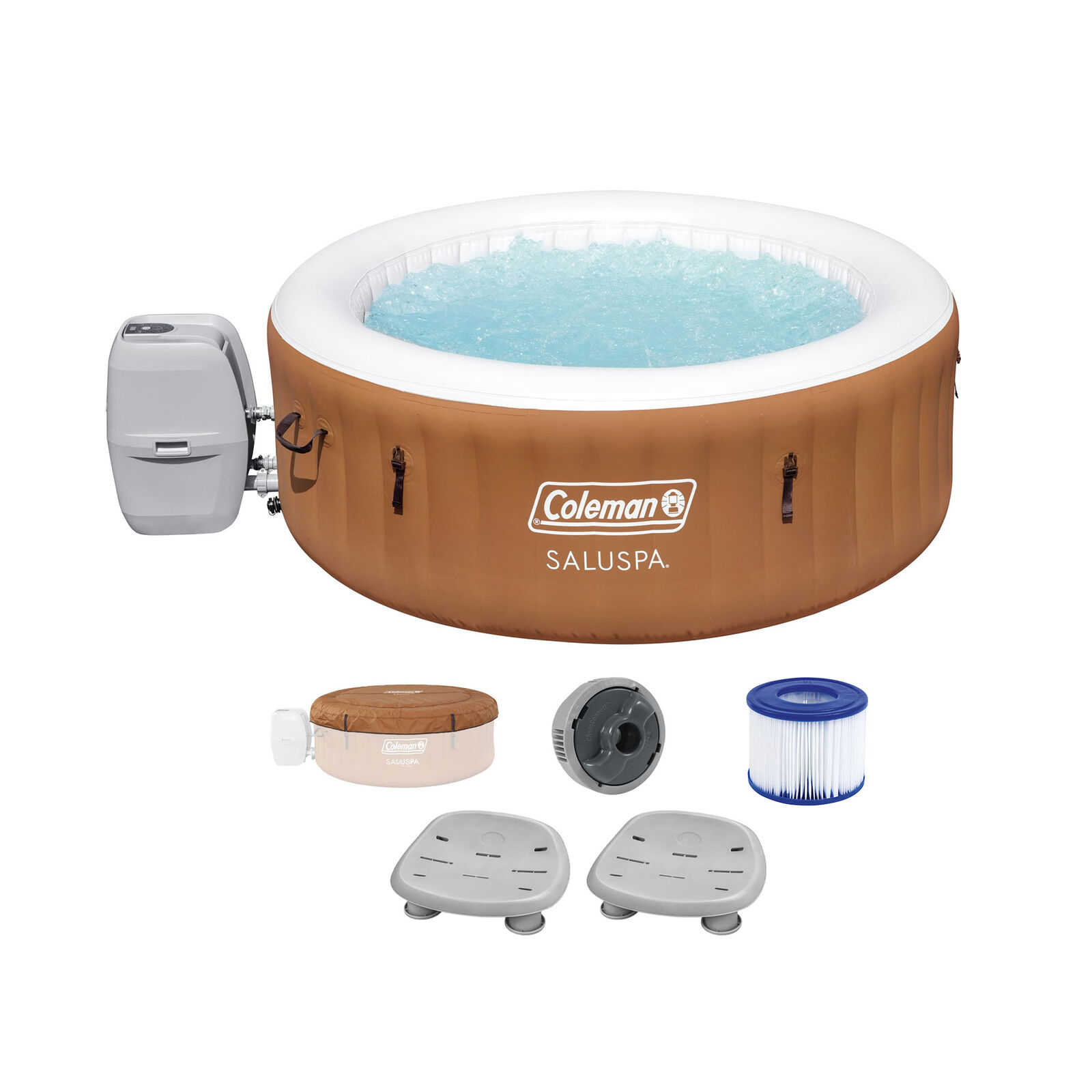 Coleman Saluspa Ponderosa Hot Tub + Bestway Saluspa Seat with Adjustable Legs