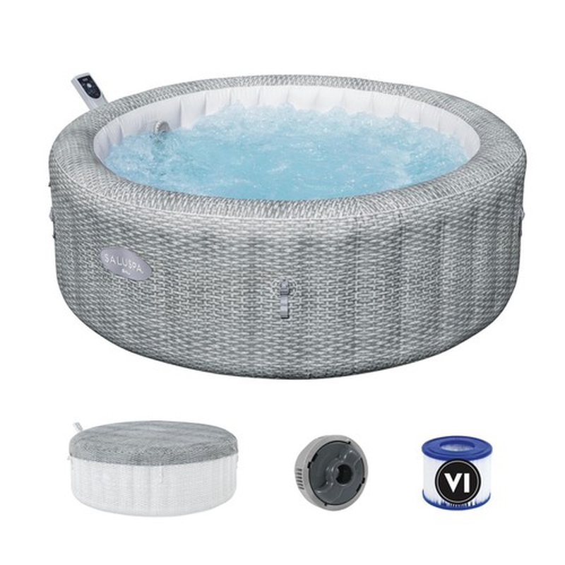 Bestway Saluspa Bali Smart Airjet Inflatable Hot Tub W/ Energysense Cover, Gray